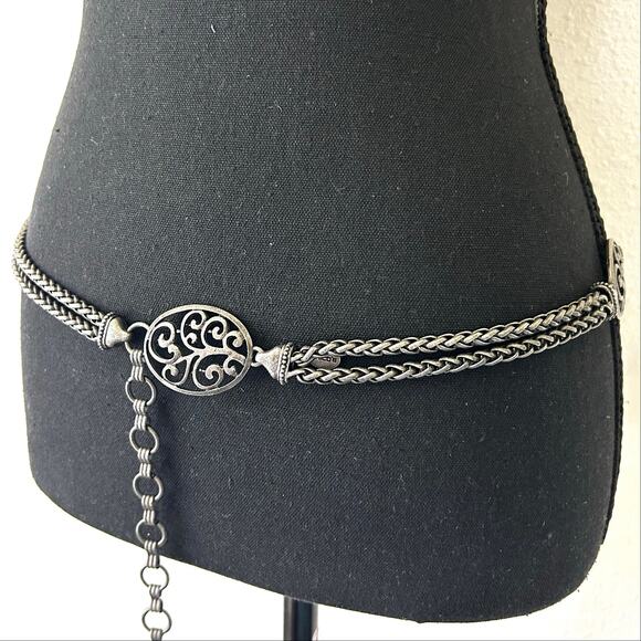 Chico’s Vintage Concho Gunmetal Filigree Chain Belt Adjustable Boho Gothic XL main image 9